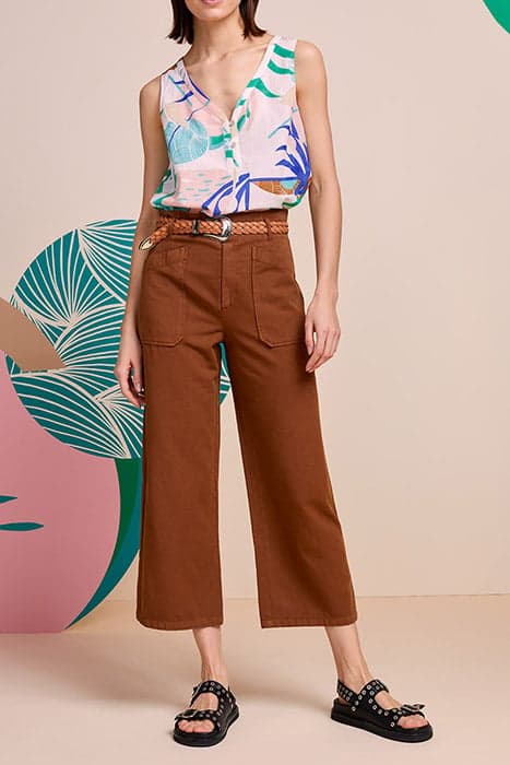 POSTMA - Pantalon caramel large et cropped  by ONE STEP