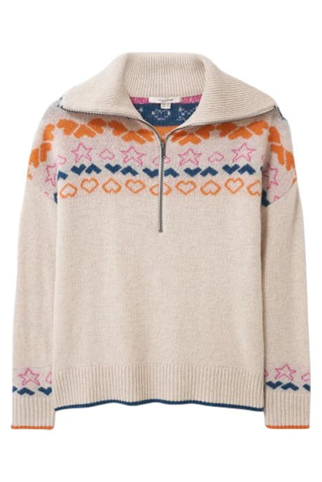 NORDIC HEART HALF ZIP NATURAL MULTI by White Stuff