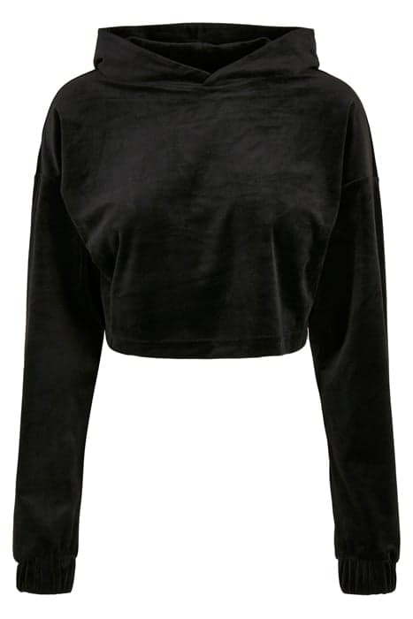 LADIES CROPPED VELVET OVERSIZED HOODY BLACK by Urban Classics