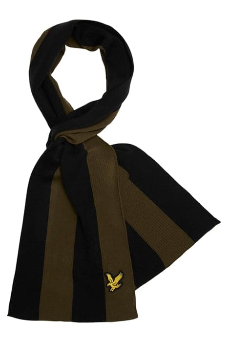 BENGAL STRIPE SCARF W735 OLIVE/JET BLACK by Lyle & Scott