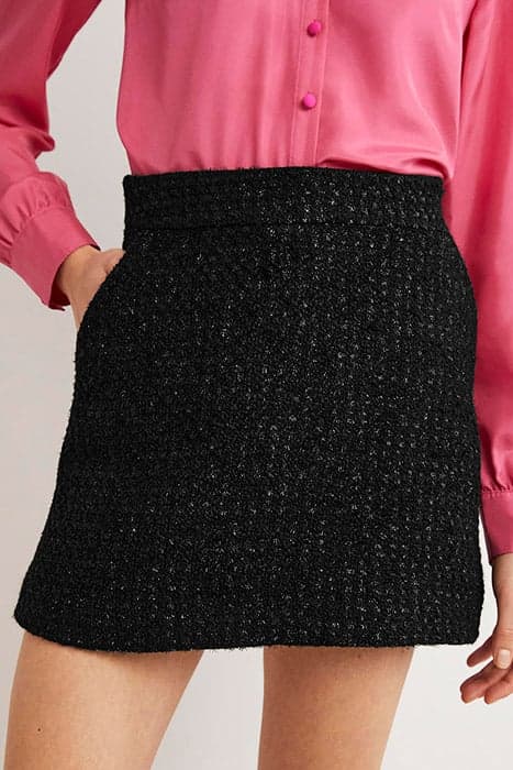 TWEED METALLIC MINI SKIRT BLK by Boden