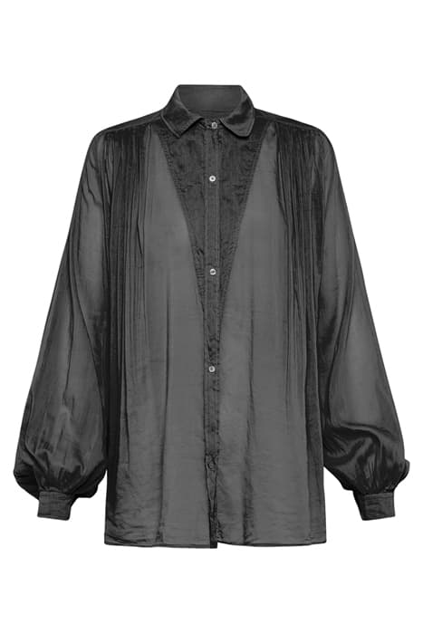 COTTON SILK VOILE BOHEMIAN SHIRT NERO by forte_forte