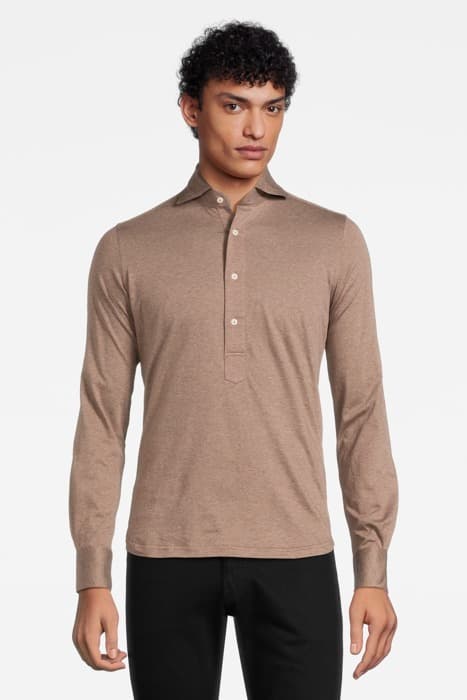 BROWN JERSEY EXTRA SLIM FIT POPOVER by Suitsupply