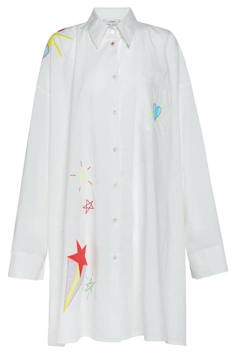 "THE STARRY LAND" PATCHWORK OVERSIZE SHIRT BIANCO by forte_forte