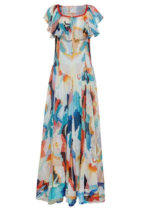 "UP ABOVE THE SKY" PRINT LINEN SILK DRESS WITH SLIP SUNSET by forte_forte