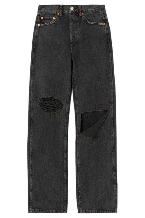 90S HIGH RISE LOOSE WASHED BLK WITH RIP by RE/DONE