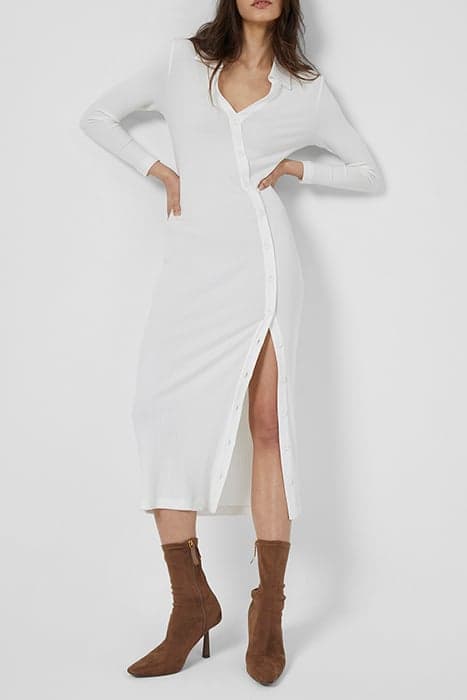 REINA RIBBED JERSEY MIDI DRESS CLOTTED CREAM by French Connection