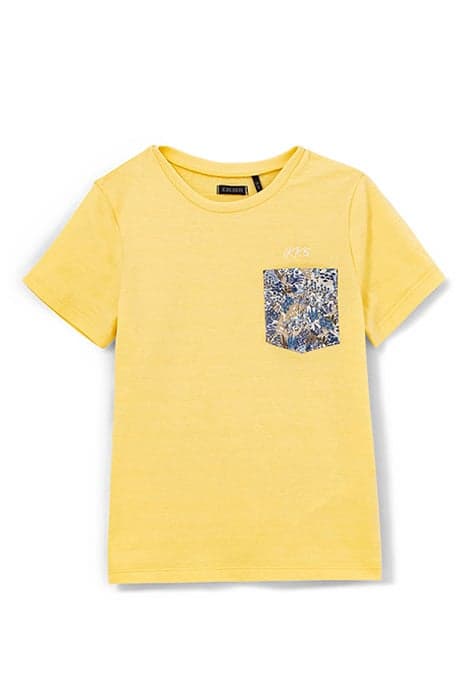 T-shirt jaune avec poche tissu Liberty garçon by IKKS