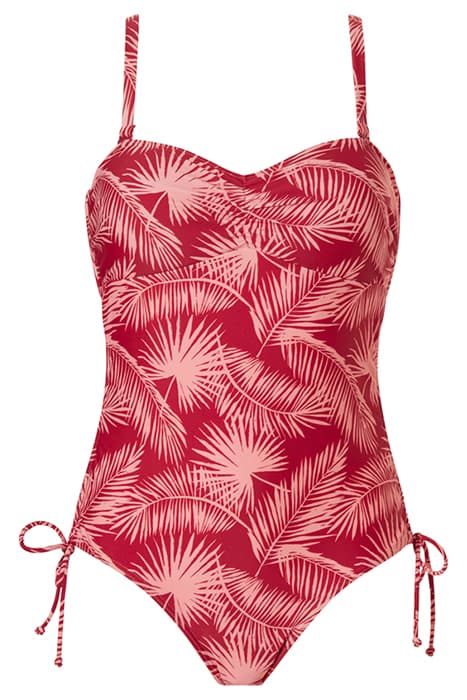 SW 1P WF BANDEAU YASMINE PALM LEAF RED RED PLUM by Livera