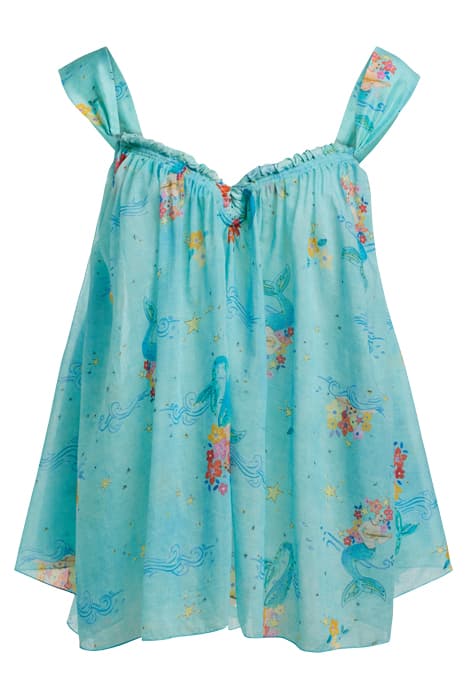 "THE MERMAIDS SONG" PRINT VOILE TOP ACQUA by forte_forte