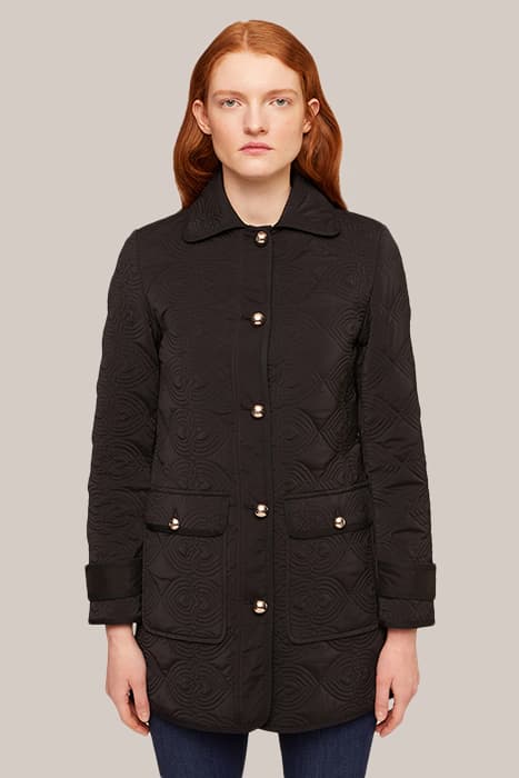 LONG LIGHTWEIGHT QUILTED JACKET BLACK by Motivi