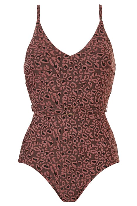 SW 1P WF TSHIRT PLUNGE BRIDGET LEOPARD CAMAIEU by Livera