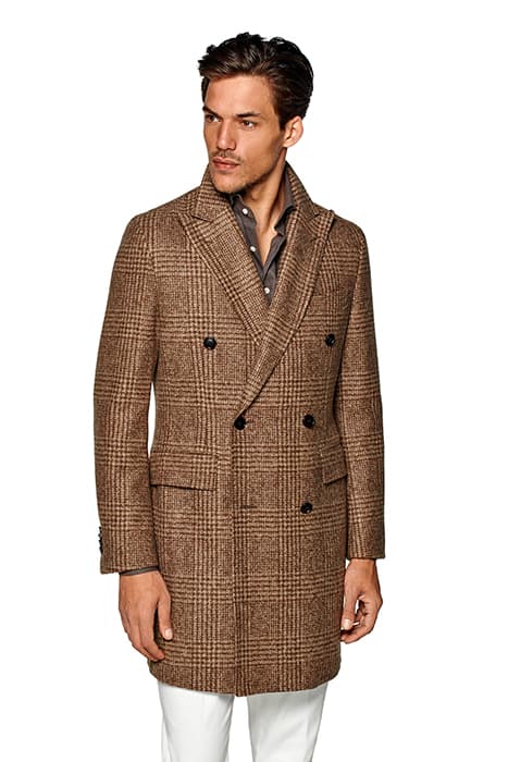 MID BROWN CHECKED OVERCOAT by Suitsupply