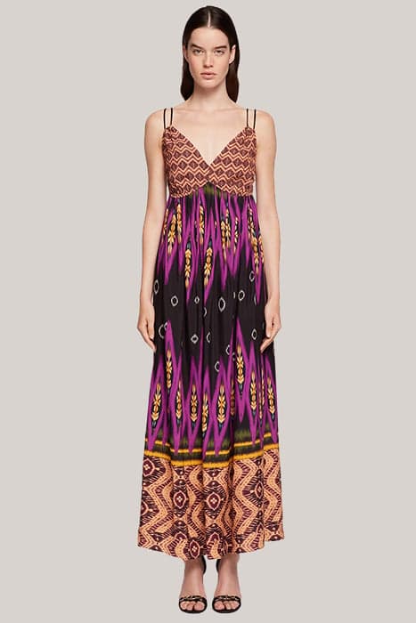 LONG SLEEVELESS ETHNIC PATTERN DRESS BLACK by Motivi