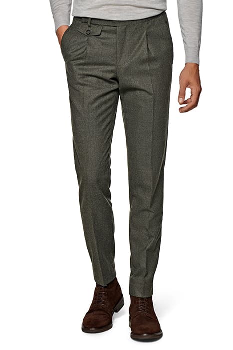 MID GREEN PLEATED BRENTWOOD TROUSERS by Suitsupply