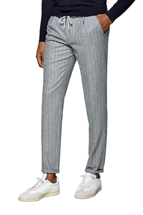 GREY STRIPED DRAWSTRING AMES TROUSERS by Suitsupply