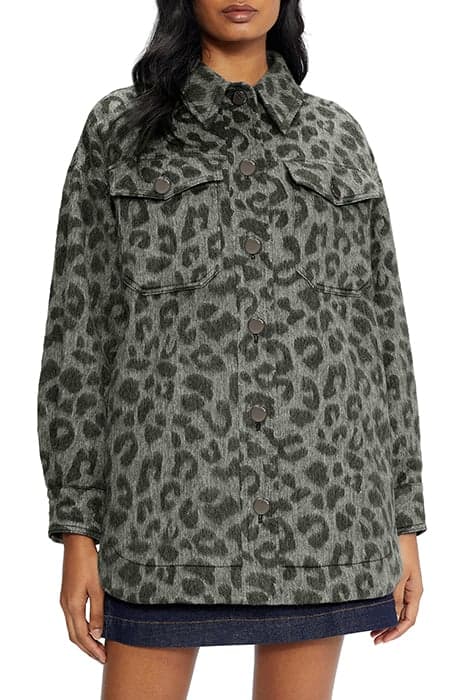 EBRILL OVERSIZED ANIMAL JACQUARD SHACKET DK-GREY by Ted Baker