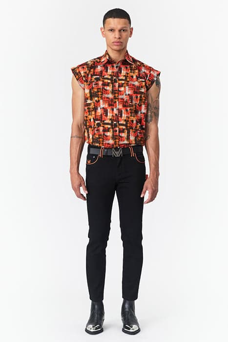 PRINTED SLEEVELESS SHIRT CHECK PRINT by Marcell von Berlin