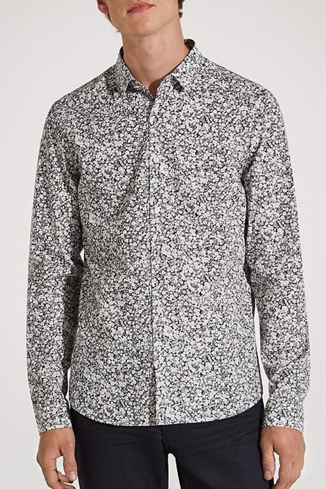 NAVY SLIM SHIRT WITH WHITE FLOWER PRINT by IKKS