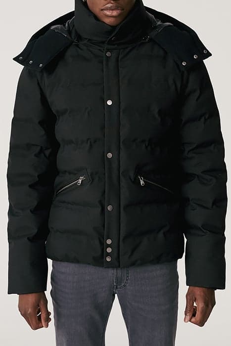 BLACK MIXED-FABRIC PADDED JACKET, DETACHABLE SLEEVES by IKKS