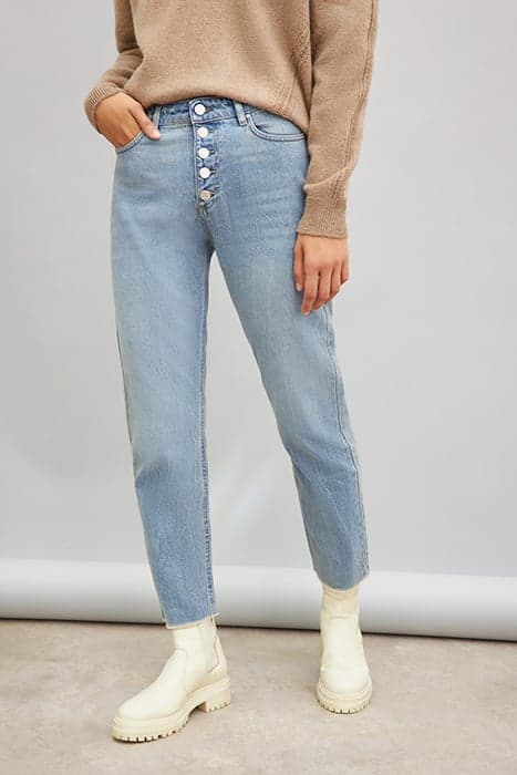 LIGHT BLUE COTTON HIGH-WAIST STRAIGHT JEANS by IKKS