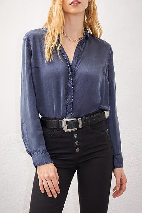 FADED NAVY BLUE BEADED CUPRO SHIRT by IKKS