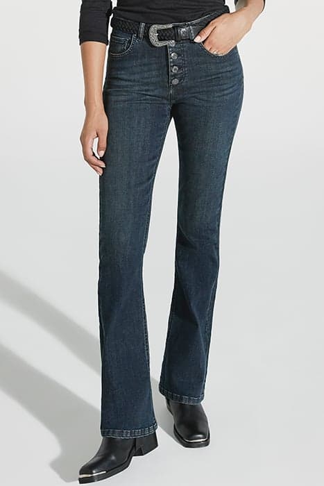 WOMEN'S HIGH WAISTED NAVY BLUE FLARE JEANS by IKKS