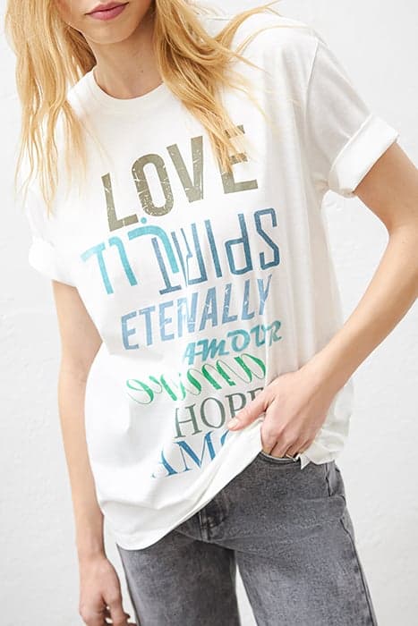 FUTURE SLOGAN IMAGE COTTON MODAL LOOSE T-SHIRT by IKKS