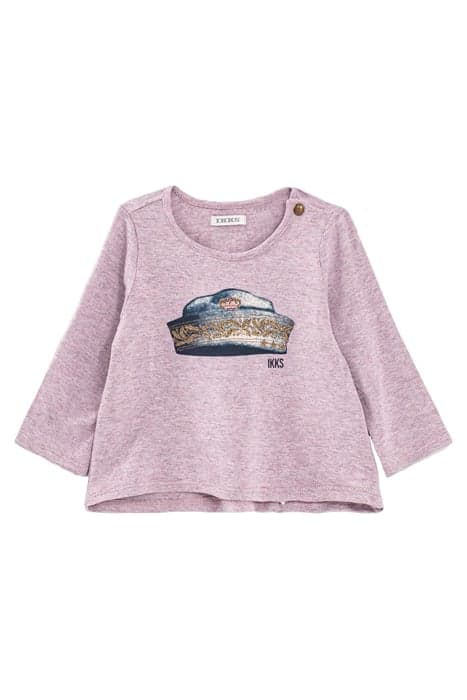 BABY GIRLS’ LILAC MARL EMBROIDERED SAILOR BERET T-SHIRT DUST by IKKS