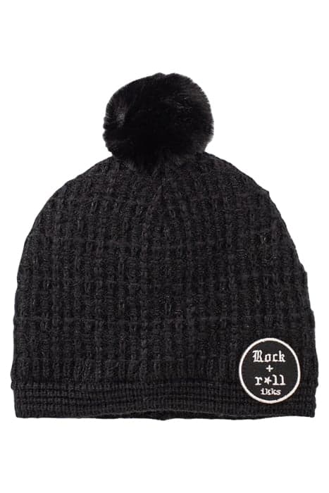 GIRLS’ BLACK FUR-LINED KNIT BEANIE BLACK by IKKS