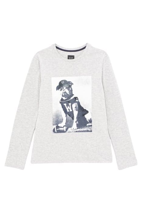 BOYS’ MEDIUM GREY MARL FOOTBALLER-DOG IMAGE T-SHIRT MOTTLED  by IKKS