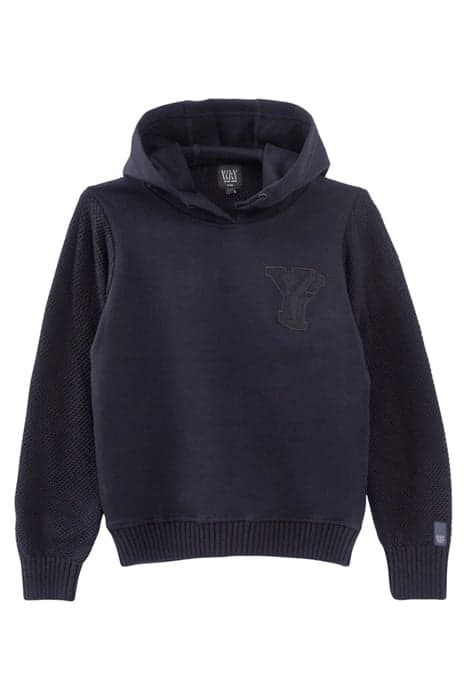 BOYS’ NAVY KNIT/SWEATSHIRT FABRIC HOODED SWEATER NAVY by IKKS