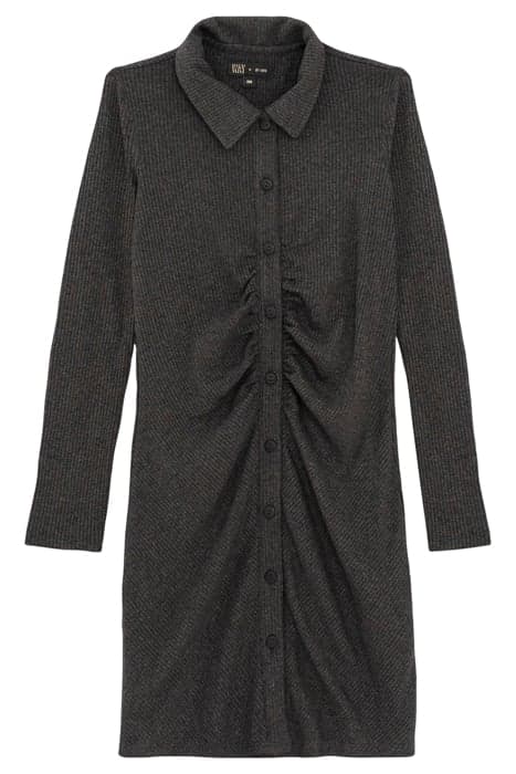 GIRLS’ GREY RIBBED SHIRT DRESS ANTHRACITE MOTTLED GREY by IKKS