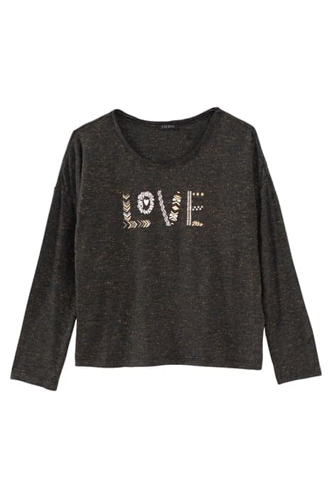 GIRLS’ GREY MARL AND GOLD GLITTER T-SHIRT WITH SLOGAN ANTHRA by IKKS