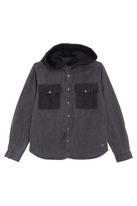 BOYS’ MEDIUM GREY DENIM SHIRT WITH DETACHABLE HOOD MEDIUM GR by IKKS