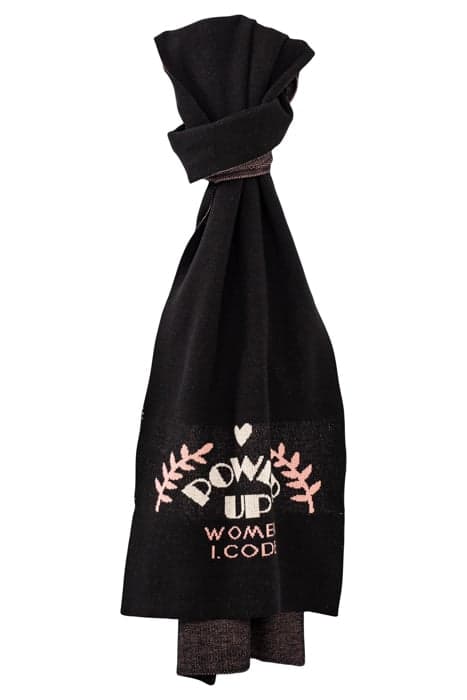 BLACK SLOGAN JACQUARD SCARF by ICODE