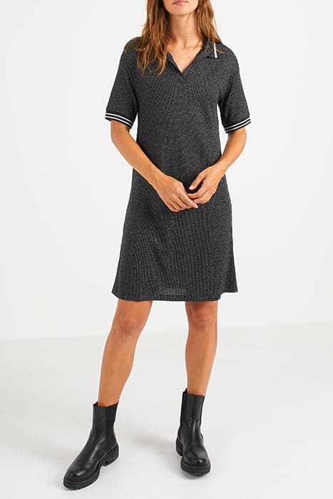 BLACK KNIT DRESS WITH SILVER GLITTERY JACQUARD by ICODE