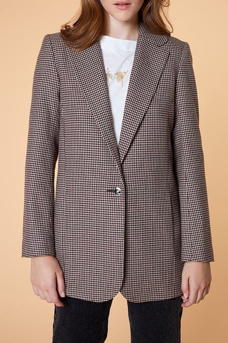 VALSE - HOUNDSTOOTH PATTERN SUIT JACKET CAMEL by ONE STEP