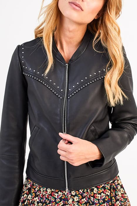 LEATHER JACKET WITH STUDS I.CODE BLACK by ICODE