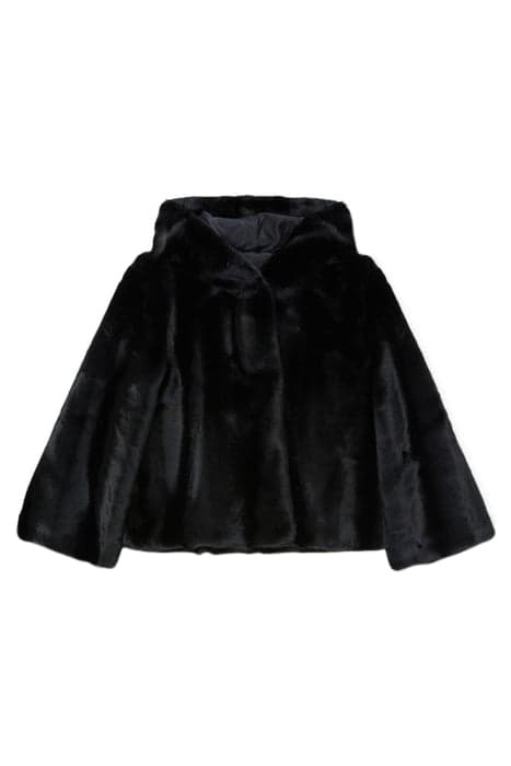 SHORT FAUX FUR COAT BLACK by Motivi