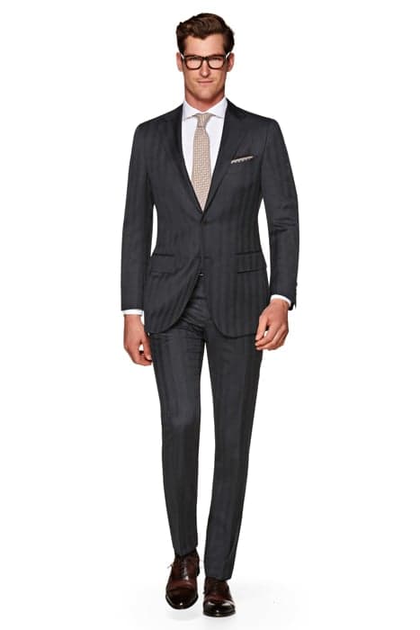 DARK GREY HERRINGBONE LAZIO SUIT by Suitsupply