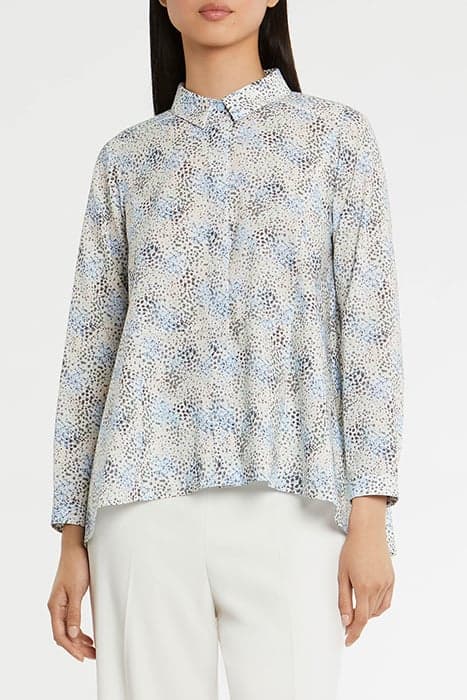 BLOUSE LONG SLEEVE IN PRINTED POPLIN LIGHT BLUE by Paule Ka