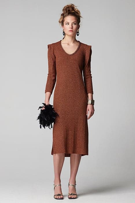 SPARKLE RIBBED KNIT WALTER DRESS RUSSET ORANGE RUSSET ORANGE by OKY