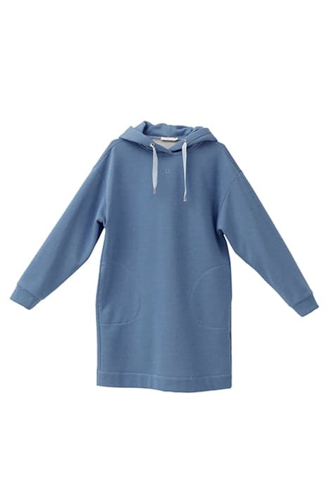 LUREX PLUSH STRAIGHT HOODED DRESS BLUE BLUE by OKY