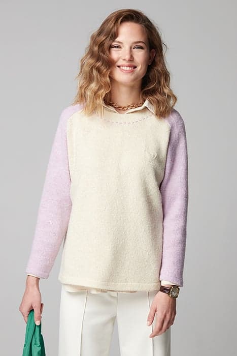 KNIT TRUMAN SWEATER BEIGE/LAVANDER BEIGE/LAVANDER by OKY