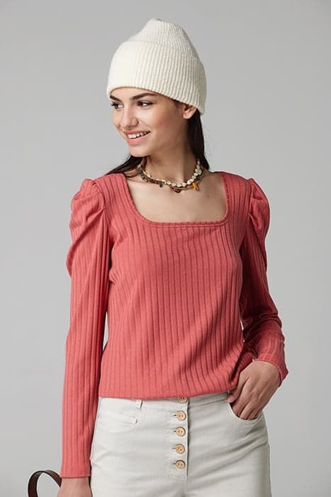 RIBBED KNIT MUER T-SHIRT PINK PINK by OKY