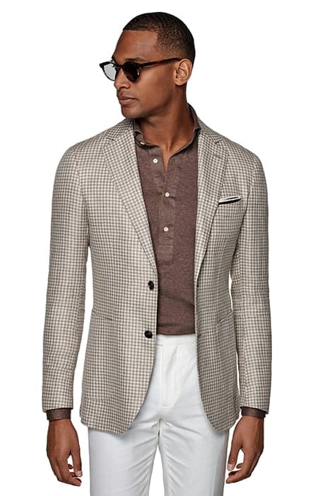 LIGHT BROWN HOUNDSTOOTH HAVANA BLAZER by Suitsupply