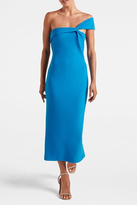 HAYLEE ASYMM NECK BODYCON MIDI BRILLIANT BLUE by Forever New