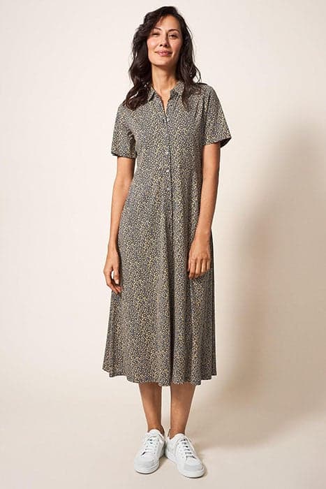 RUA JERSEY SHIRT DRESS GREY MULTI by White Stuff