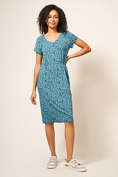 TALLIE ECO VERO JERSEY DRESS TEAL MULTI by White Stuff